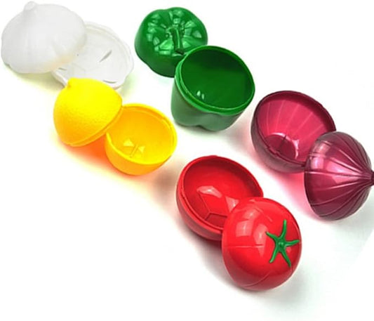 OUKEYI Onion, tomato, lemon, green pepper 4 PCS Vegetable and Fruit Storage Containers for Fridge,,Reusable SiliconeRefrigerator Box Storage Bowls Saver Holder Keeper
