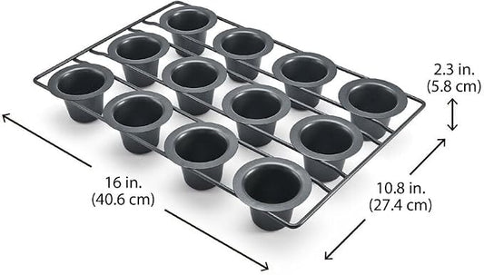 Chicago Metallic 26121 Professional 12-Cup Non-Stick Mini-Popover Pan, 16-Inch-by-10.75-Inch