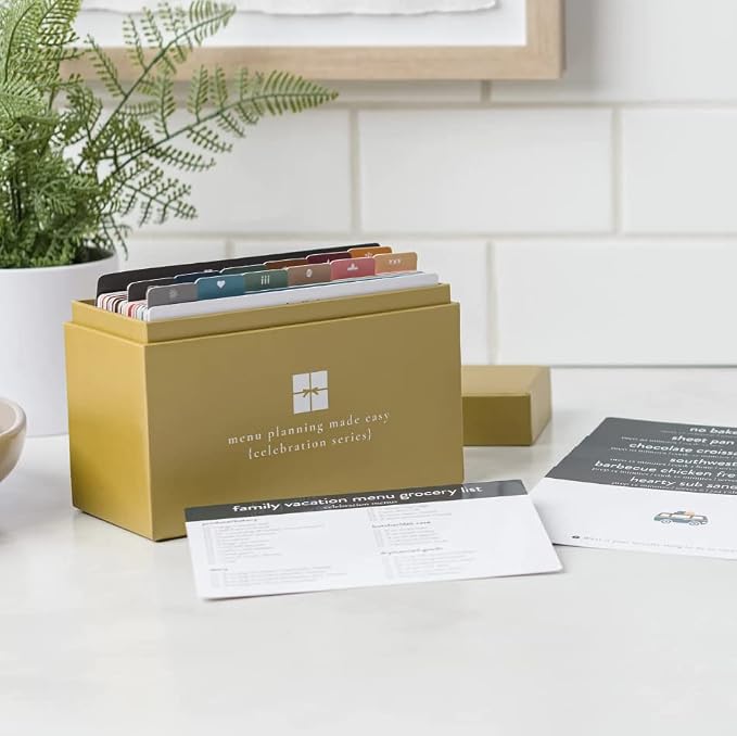 Passionate Penny Pincher PPP Meal Planner 72 Recipe Cards (Celebration Menu) - Weekly Menu | Sturdy Box 12 Reusable Grocery Shopping Lists 5 Blank Card Protector Ideas