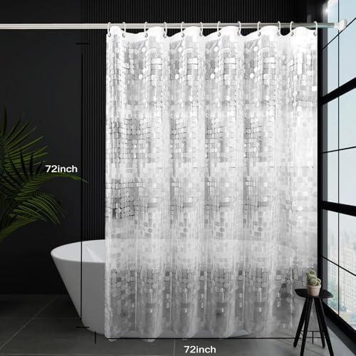 Shower Curtain Liner, 100% Waterproof Peva Shower Curtains with 3 Duty Heavy Bottom Magnets and 12 Rust Proof Grommets, 72x72 Weighted Shower Liner for Shower Stall, Bathtubs