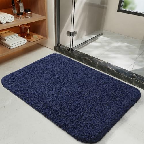 LOCHAS Bathroom Rugs 36x24 Inch, Microfiber Bath Rug Non Slip, Navy
