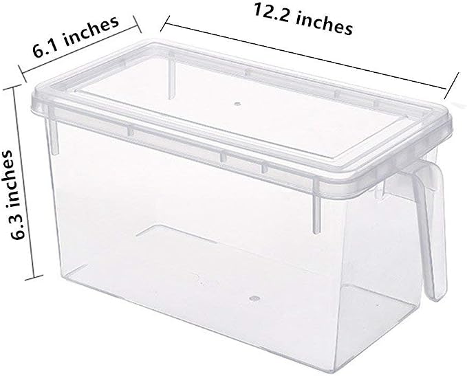 Plastic Storage Containers Square Food Storage Organizer Stackable Refrigerator Organizer Handle Kitchen Containers with Lids for Fruits Vegetables Meat Egg, 4-pack (Green)