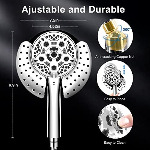 INAVAMZ 2 in 1 Shower Head with Handheld Combo High Pressure Silver 2.5 GPM