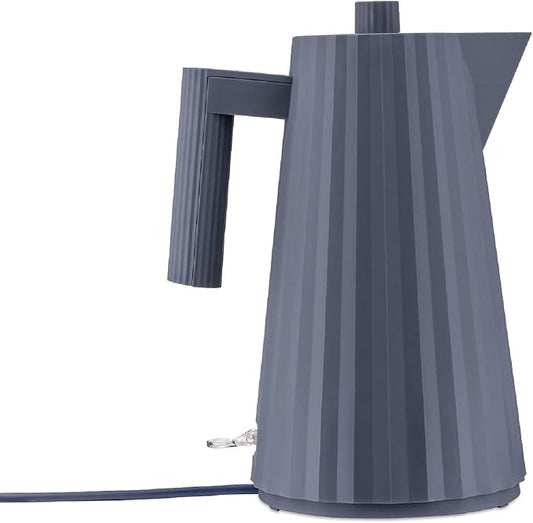 Alessi Plissé MDL06 G/UK Designer Electric Kettle, Thermoplastic Resin, English Plug 2400W, 170 cl, Grey