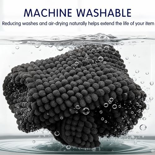 SUBRTEX Bathroom Rugs, 24" x 36" Chenille Bath Rug Soft Short Plush Bath Mat Soft Shower Mat Water Absorbent Shower Mat Quick Dry Machine Washable, Black