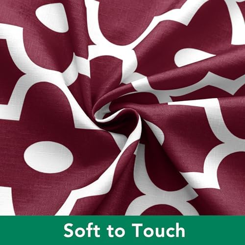 Fabric Modern Extra Long Shower Curtains for Bathroom-Burgundy and White