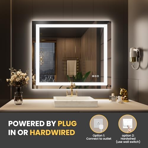 LOAAO 30"X38" LED Bathroom Mirror with Lights, UL Listed