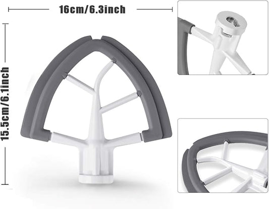 Flex Edge Beater for KitchenAid,Mixer Attachement Compatible With KitchenAid,Mixer Accessory,Fits Tilt-Head Stand Mixer Bowls For 4.5-5 Quart Bowls,Beater With Silicone Edges,Grey