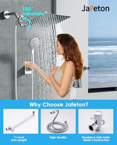Rain Shower Head with Handheld Spray Combo, 10 Inch, High Pressure, Chrome
