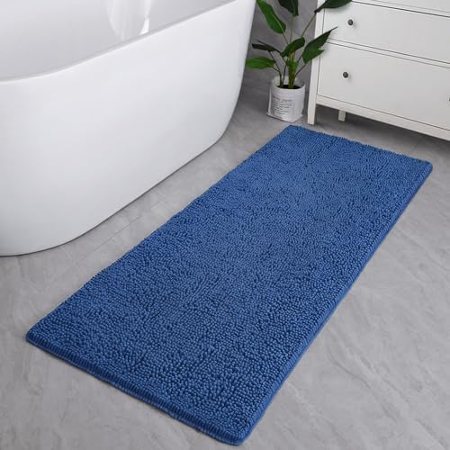 LOCHAS Luxury Bathroom Rug Shaggy Bath Mat 24 x 70 Inch, Blue