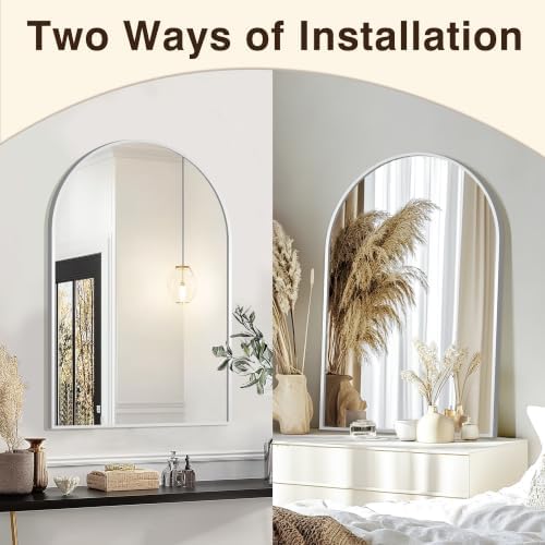 FICTOR 2 Pack 24" x 36" Arched Bathroom Vanity Mirror for Over Sink, Silver