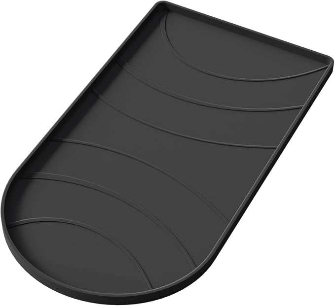 Silicone Coffee Mat,15.8"x 7.8"in Bar Mat for Countertop,Heat-Resistant,Non-Slip,Leak-Proof,Fit for Coffee Maker/Espresso Machine-Black