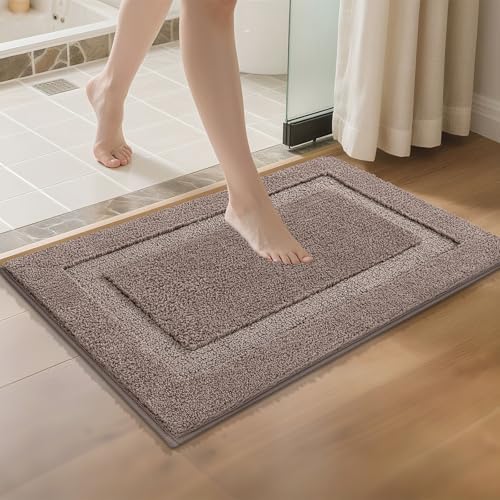 SHACOS Soft Microfiber Bathroom Rugs Set of 2 Pieces, Coffee