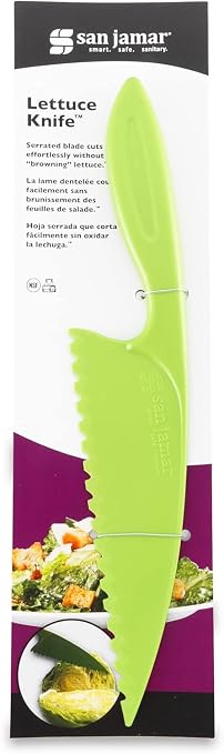 San Jamar Lettuce Knife Plastic Knife with Serrated Edge for Kitchens and Restaurants, Nylon, 0.5 X 4.25 X 15.5 Inches, Green (Pack of 3)
