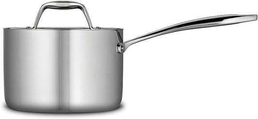 Tramontina Signature Tri-Ply Clad Stainless Steel 2-Quart Sauce Pan with Lid, Induction-Ready, Dishwasher-Safe, NSF-Certified, Made in Brazil