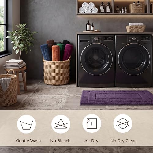 GRANNY SAYS Purple Bathroom Rug 32" x 20", Non-Slip Microfiber Bath Mat