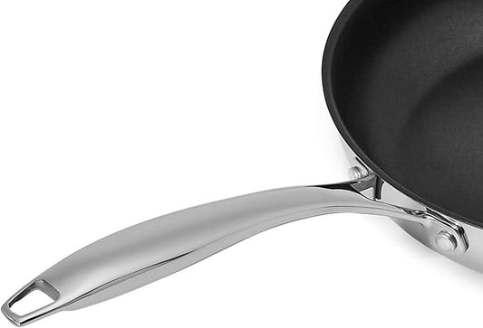 Amazon Basics 2-Piece Non-Stick Stainless Steel Fry Pan Set, Oven Safe, Induction Compatible, Stay-Cool Handles, 10-Inch and 8-Inch
