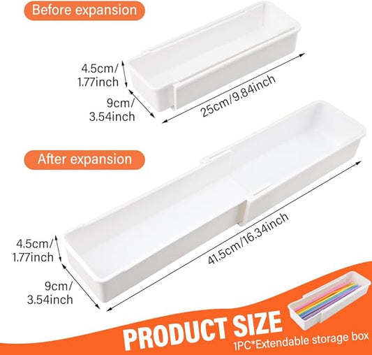 Expandable Straw Organizer for Cabinet, Reusable Multi-Functional Long Straw Drawer Storage for Kitchen Home(COLOR:White)