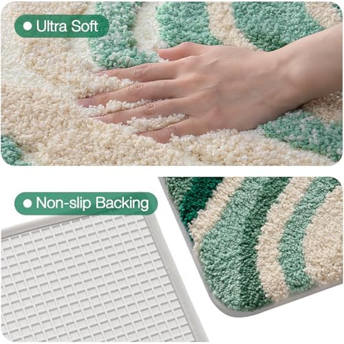 LUMI Beach Bathroom Rug 20x32, Soft Absorbent Bath Mat, Non Slip