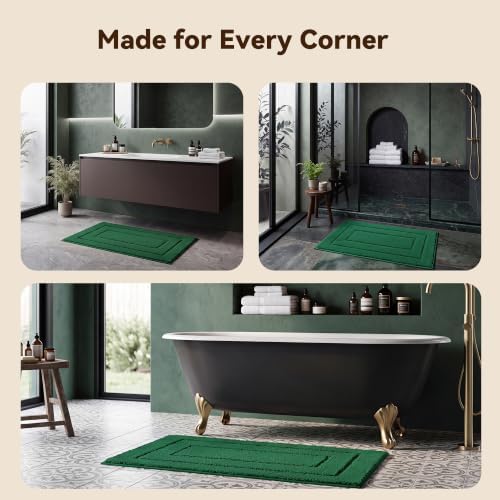 GRANNY SAYS Deep Green Bathroom Rug 16" x 24", Non-Slip Bath Mat