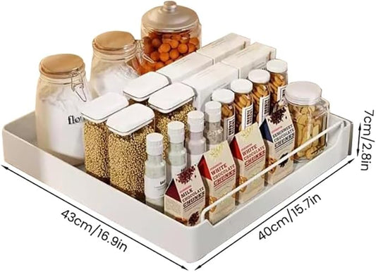 Pull Out Cabinet Organizer with Soft-Close Damping, 40x43 Cm Slide Out Pantry Shelf, Heavy Duty Kitchen Storage Solution for Spices, Jars, Cans, White