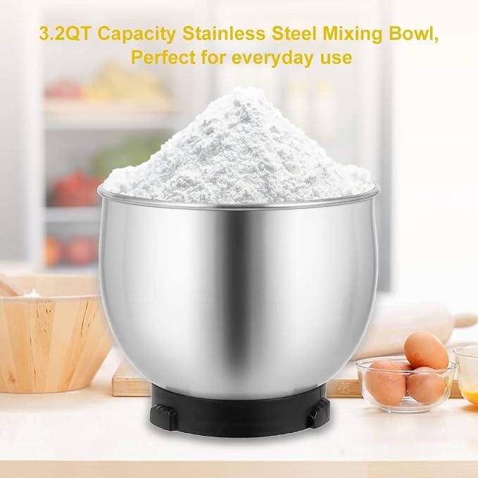 Kitchen in the box Stand Mixer,3.2Qt Small Electric Food Mixer,6 Speeds Portable Lightweight Kitchen Mixer for Daily Use with Egg Whisk,Dough Hook,Flat Beater (Pink)