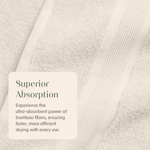 Springtree Home Luxury Bamboo Rayon Plush Bath Towel Set | 4-Pack | Beige