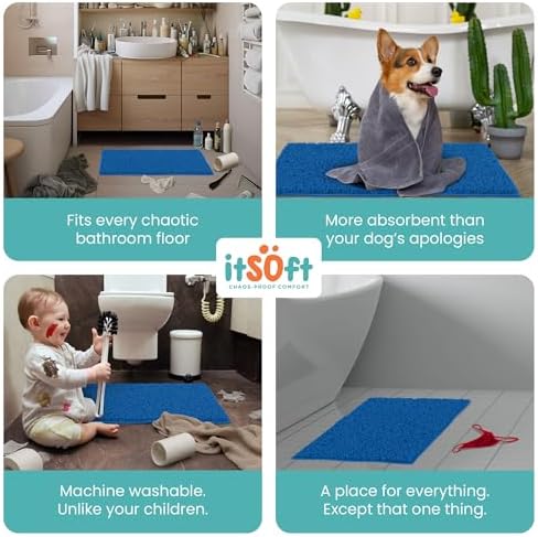 Standard Chenille Bath Mats 34"x21", Plush Absorbent Quick Dry, Machine Washable, Non Slip Carpet for Bathroom, Thick Bathroom Rugs, Shower Restroom Rug Mat, Alfombras De Bano, Bathrugs