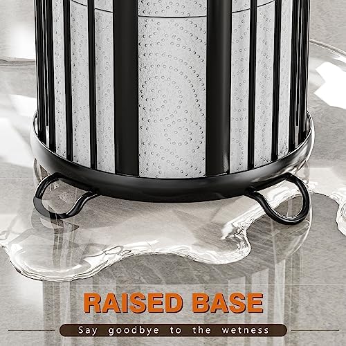 Bunoxea Toilet Paper Holder Stand, Freestanding Toilet Paper Storage,Black