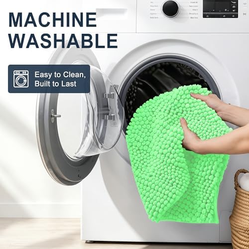 Smiry Thick Small Chenille Bathroom Rugs 24x16, Soft Bath Mat, Mint Green