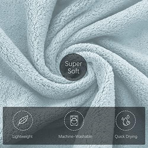 TENSTARS Silk Hemming Hand Towels for Bathroom - Quick Drying - Ultra Soft Microfiber Absorbent Towel for Bath Fitness, Gym, Shower, Hotel, and Spa - 16x28 Inch | Set of 6, Light Teal