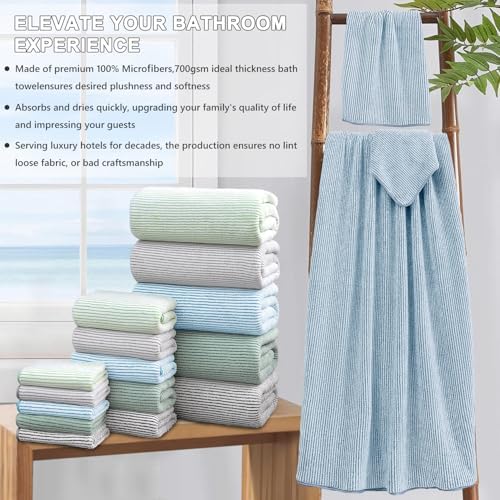 4 Piece Bath Towel Set 35"x70"Oversized Bath Towel for Bathroom Ultra Soft Fluffy Extra Large Bath Sheet Luxury Premium Bathroom Towel Highly Absorbent Quick Dry Shower Towel for Hotel Spa,Blue