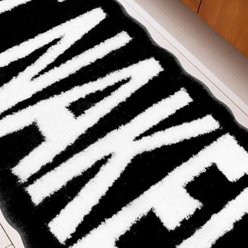 Get Naked Bath Mat Long Bathroom Rug - Super Soft Funny Bath Mat Non Slip Black and White Rugs, Water Absorbent Runner Rugs for Sink Bathtub and Shower Black 24" x 59"