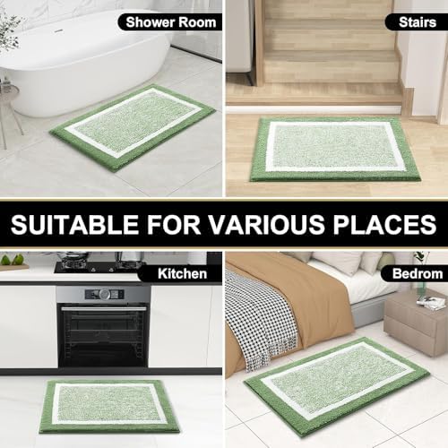 OLANLY Bathroom Runner Rugs 47x24, Long Bath Mats for Bathroom, Sage Green