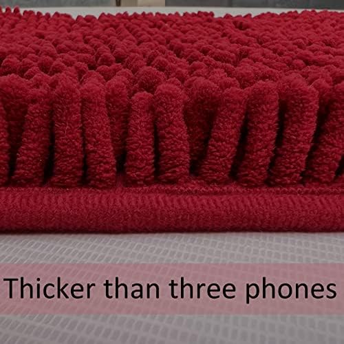 RUN HELIX Bathroom Rugs Sets 2 Piece, Luxury Shaggy Extra Thick Bathroom Rugs, Plush Non-Slip Mats for Bath Room Floor, Machine Wash, Ultra Absorbent, 32 x 20 + 24 x 16 Inches, Burgundy