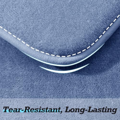 HUXMEYSON Bathroom Rugs Sets 3 Piece, Non-Slip & Quick Dry Bath Mat Set, Ultra Soft Velvet Bath Rugs for Bathroom, Toilet and Shower Floor, Dusty Blue