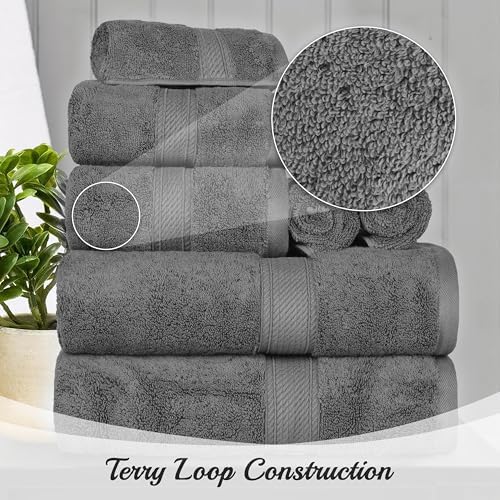 Superior Egyptian Cotton Plush & Absorbent, Face Towel Set of 6, Charcoal