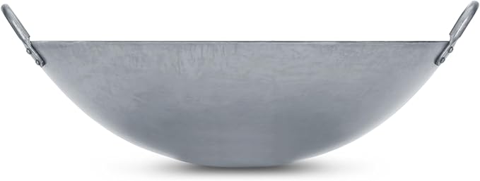 Craft Wok Big 16 Inch Heavy Canton Style Hand Hammered Carbon Steel Wok (Round Bottom) / 731W87