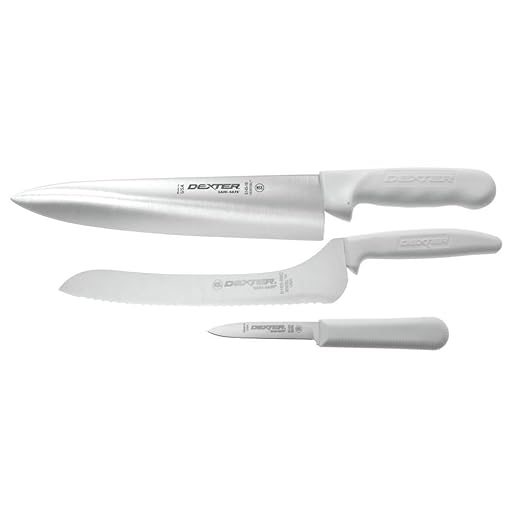 Dexter-Russell 3-Piece Cutlery Set – 20503, DEXSTEEL High-Carbon Stainless Steel Blades, Sani-Safe Textured Handles, NSF Certified – Made in USA