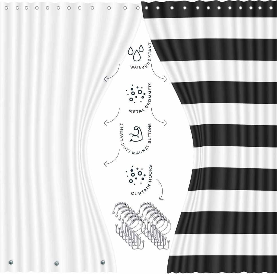 Clara Clark Bathroom Set - Black Bathroom Accessories Set, 20PC Bathroom Accessory Set, Shower Curtain Set, Soap Dispenser, Toilet Brush, & Trash Can