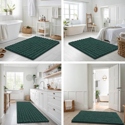 Smiry Bathroom Rugs 40X32, Extra Soft Rubber Backing Chenille Bath Mats