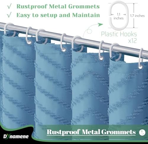 Dynamene Extra Long Boho Shower Curtain Tufted Chevron 72x84 Moonlight Blue