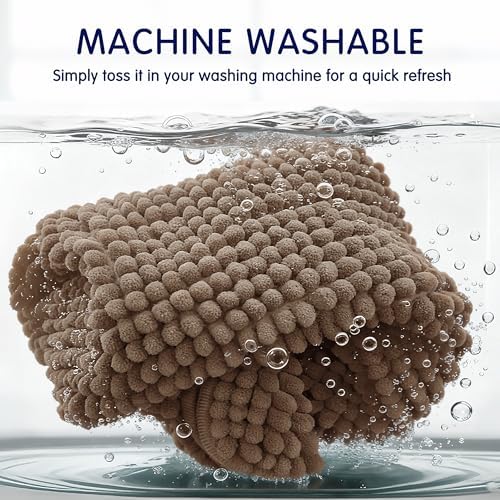 SUBRTEX Bathroom Rugs Chenille Bath Rug Soft Short Plush Bath Mat Soft Shower Mat Water Absorbent Shower Mat Quick Dry Machine Washable(Brown,18" x 24")