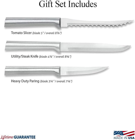 Rada Cutlery Cooking Essentials Gift Set (S49), 3-Piece Knife Set, Stainless Steel Blades, Silver Handle