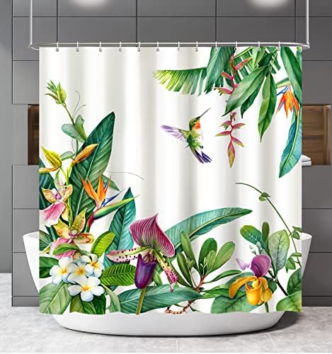 Shower Curtain Hummingbird, Spring Flowers Shower Curatin Plants Floral Waterproof Polyester Quick-Drying shower curtain Set for Bathroom 72x72 with 12 Hooks, Machine Washable barh Curtains