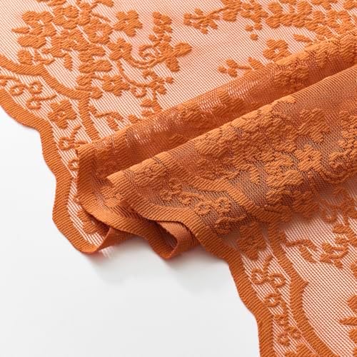 Orange Shower Curtain 72x84, Terracotta Lace with Attached Valance