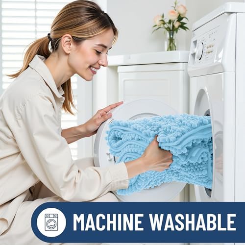 Smiry Bathroom Rugs 30X20, Extra Soft Rubber Backing Chenille Bath Mats