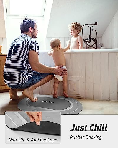 MontVoo Bath Mat - Non Slip, Quick Dry, Stain Resistant Bath Mat Rug for Bathroom Floor - Easy Care Shower Rug for Outside Bathtub - 24"x35" Grey