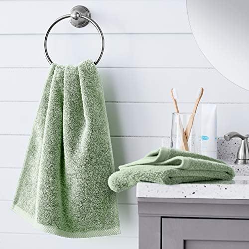 Amazon Basics Lightweight Quick-Dry Hand Towels, 100% Cotton, 28" x 16", Seafoam Green, 8-Pack