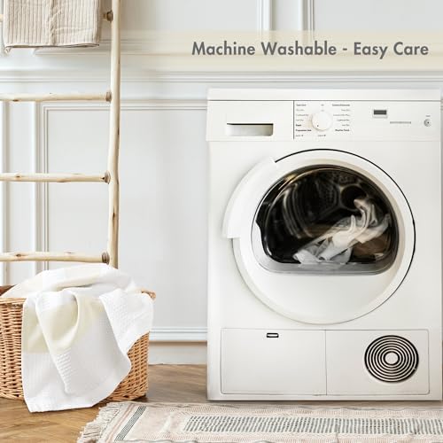 Madison Park Spa Waffle Weave Extra Long Shower Curtain, 72 x 84, Cream
